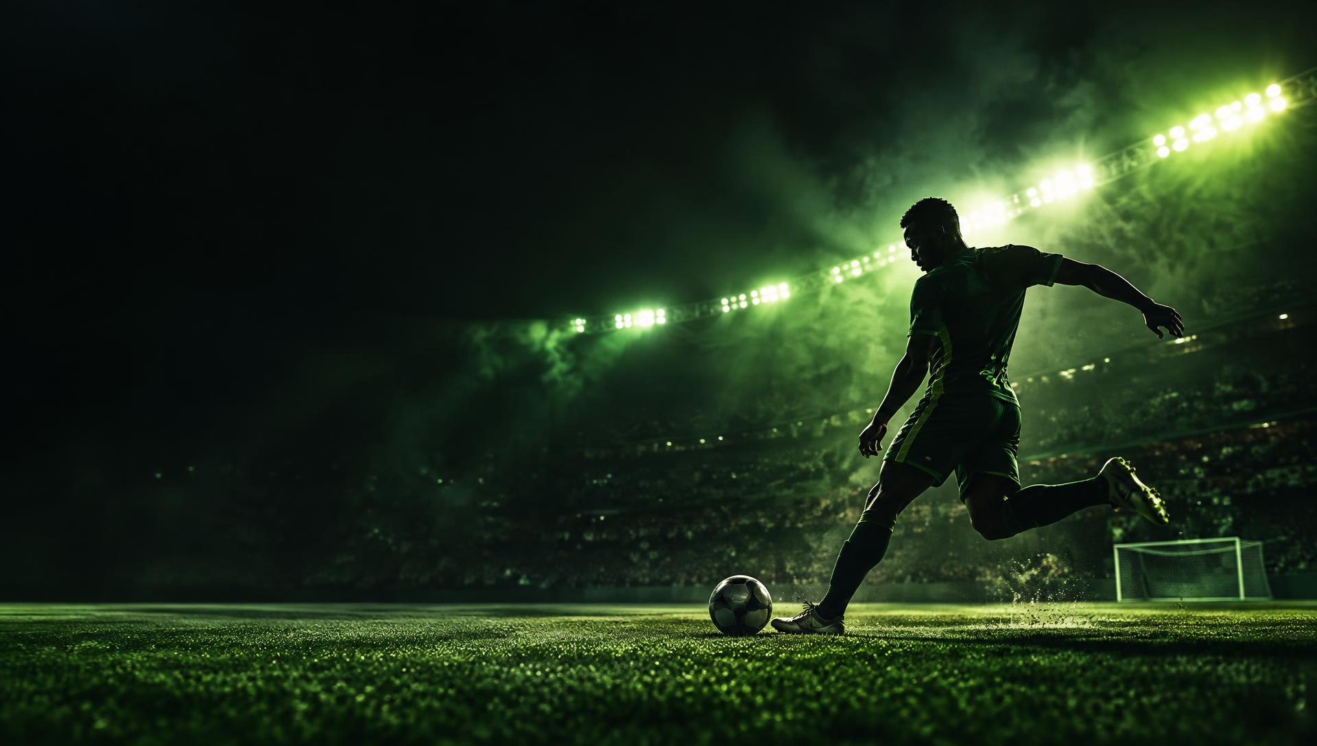 Floodlit football stadium